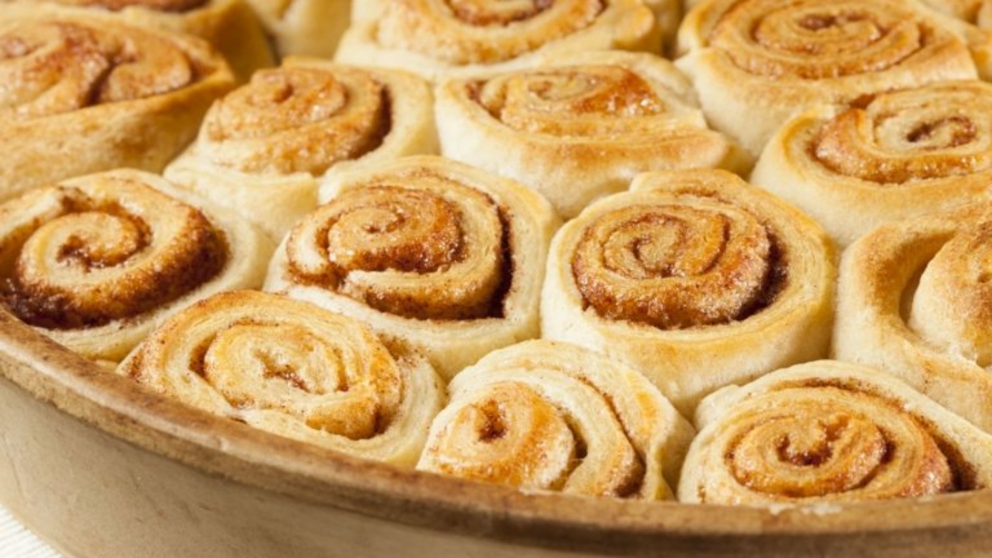 Homemade Mini Cinnamon Rolls in a pan